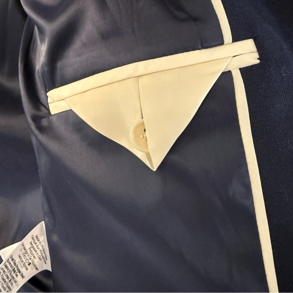 J. Crew Lucie lady jacket in stretch linen blend 8 Navy White New with Tags $268 - Picture 9 of 11